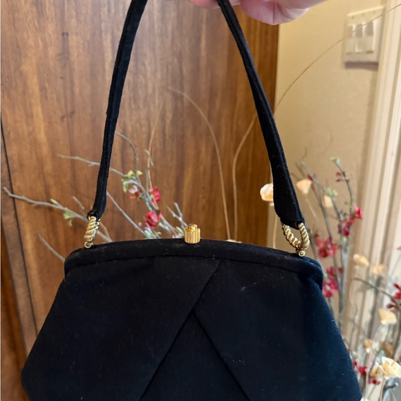 Vintage MM Malama Black Handbag  with Gold Accents 10”wide 7 “ height - Picture 13 of 14